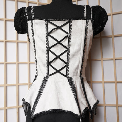 Blac&White Bat Corset with Removeable Sleeves