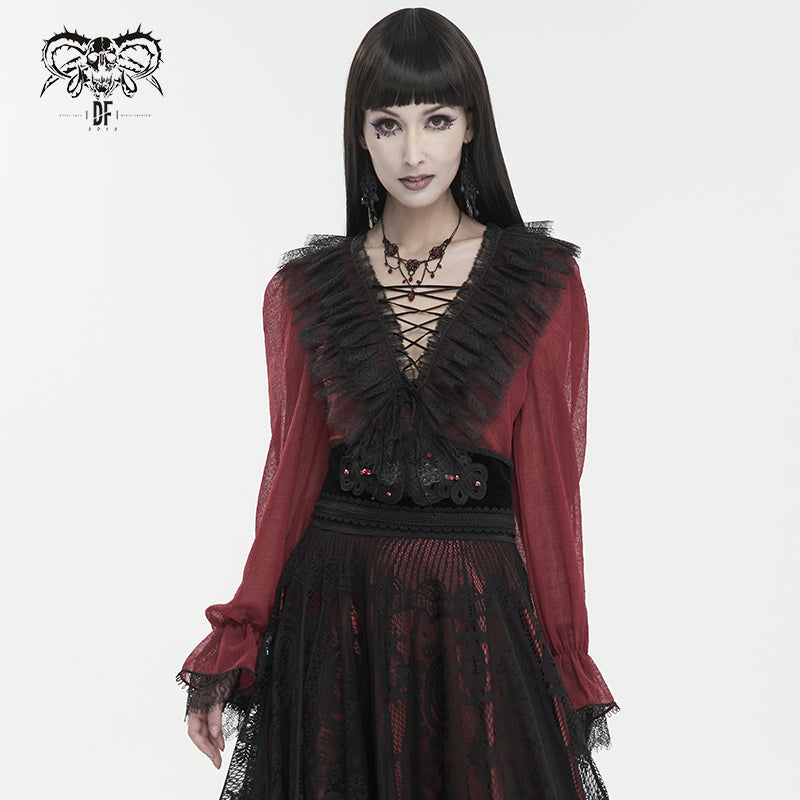 【IN STOCK】GOTHIC LACE BLOUSE WITH RUFFLES