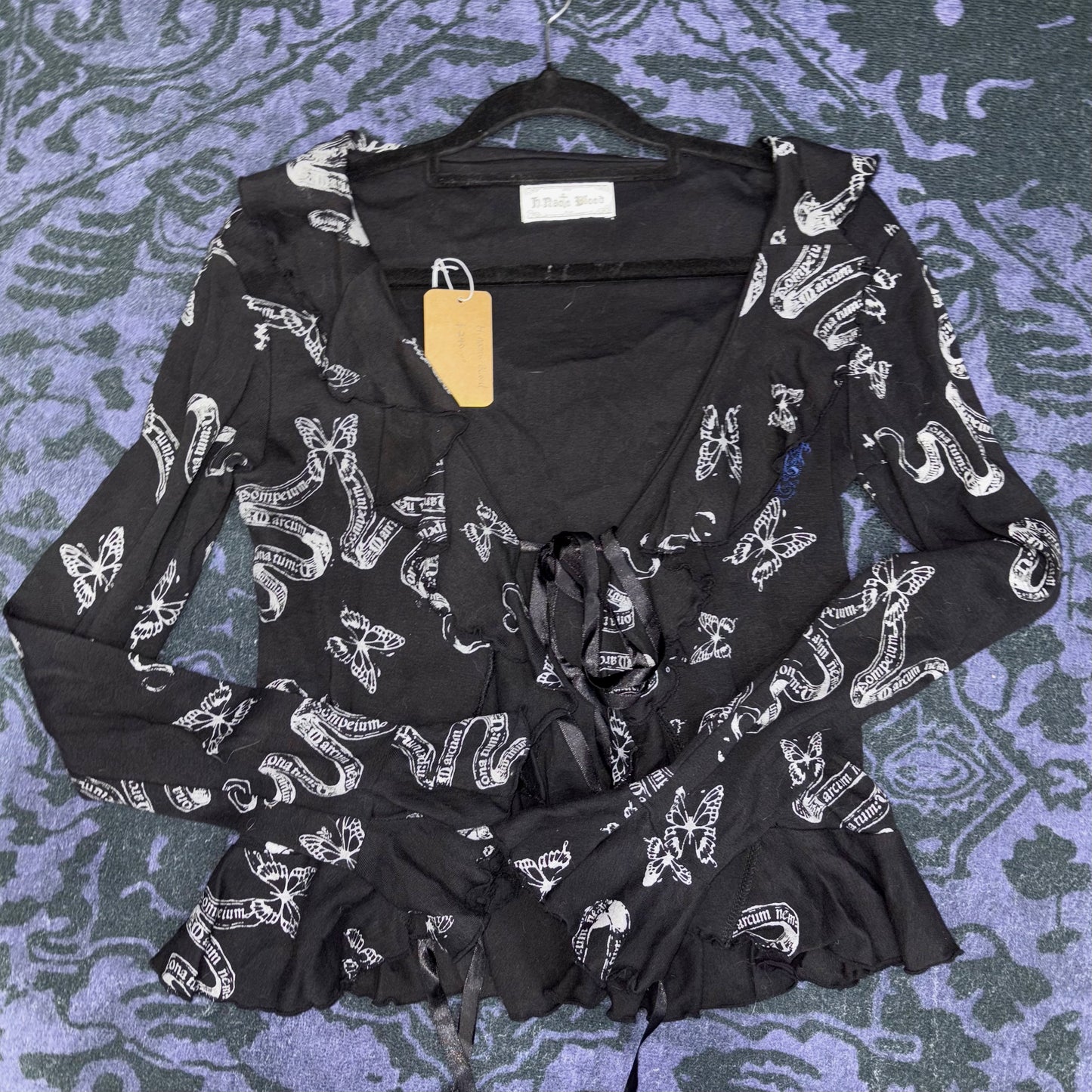 H.NAOTO BLOOD Butterfly Print Blouse