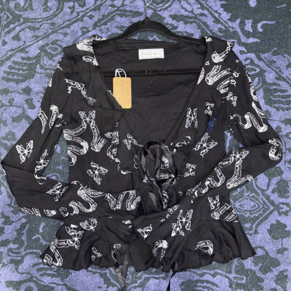 H.NAOTO BLOOD Butterfly Print Blouse