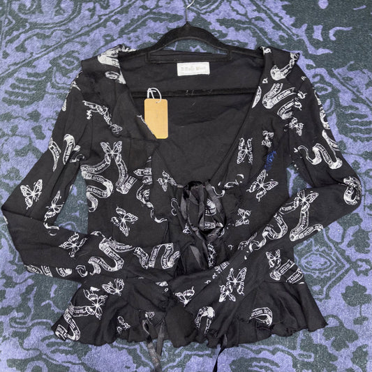 H.NAOTO BLOOD Butterfly Print Blouse