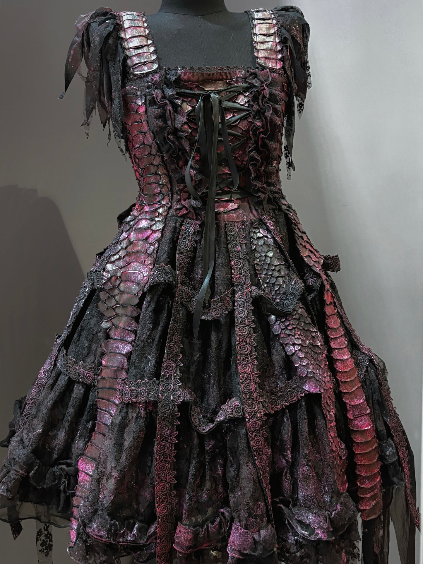H.naoto Red Dragon Bird Cage Dress
