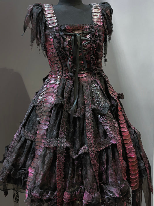 H.naoto Red Dragon Bird Cage Dress