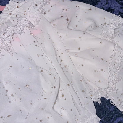 Lolita White Off the Shoulder Chiffon Crop Top