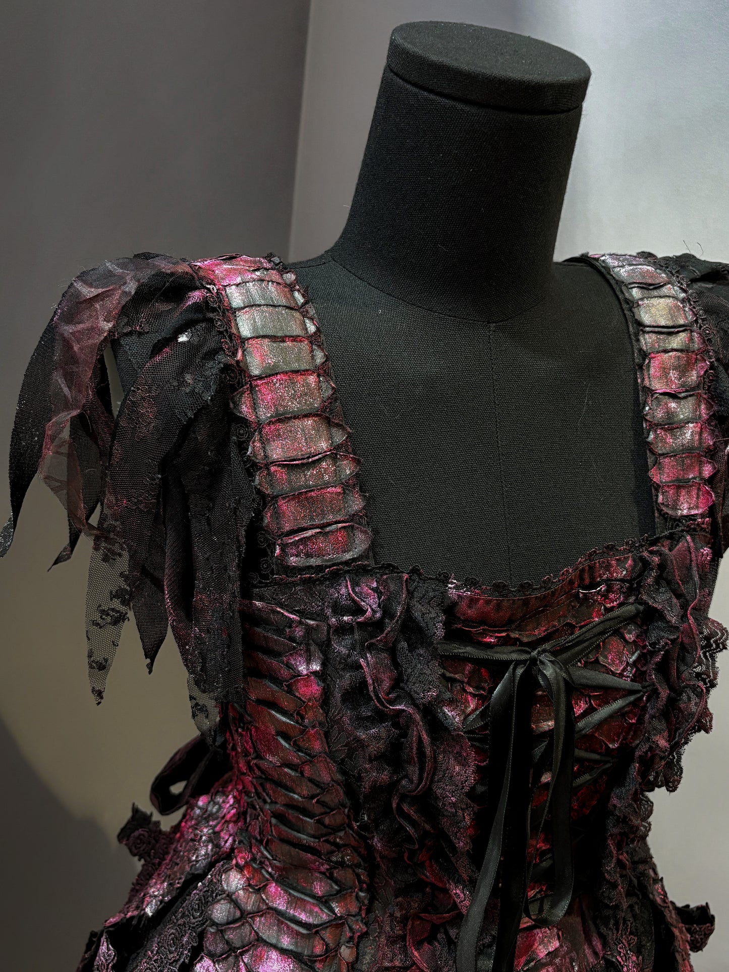 H.naoto Red Dragon Bird Cage Dress