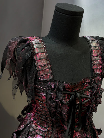 H.naoto Red Dragon Bird Cage Dress