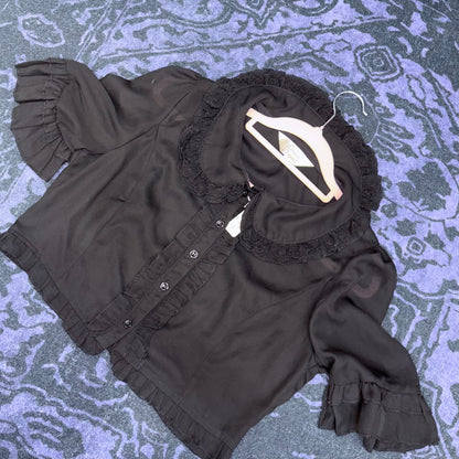 Lolita Short Sleeve Chiffon Blouse Ruffled Collar