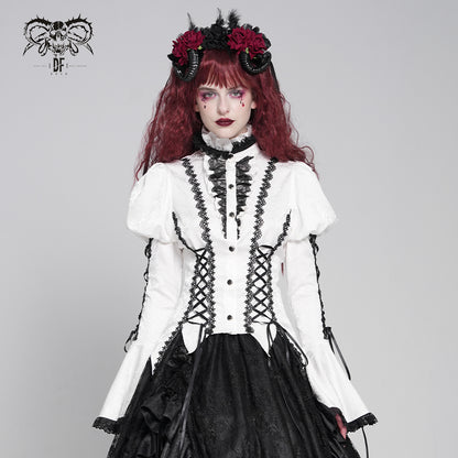 【IN STOCK】Love-shaped Jacquard White Gothic Blouse