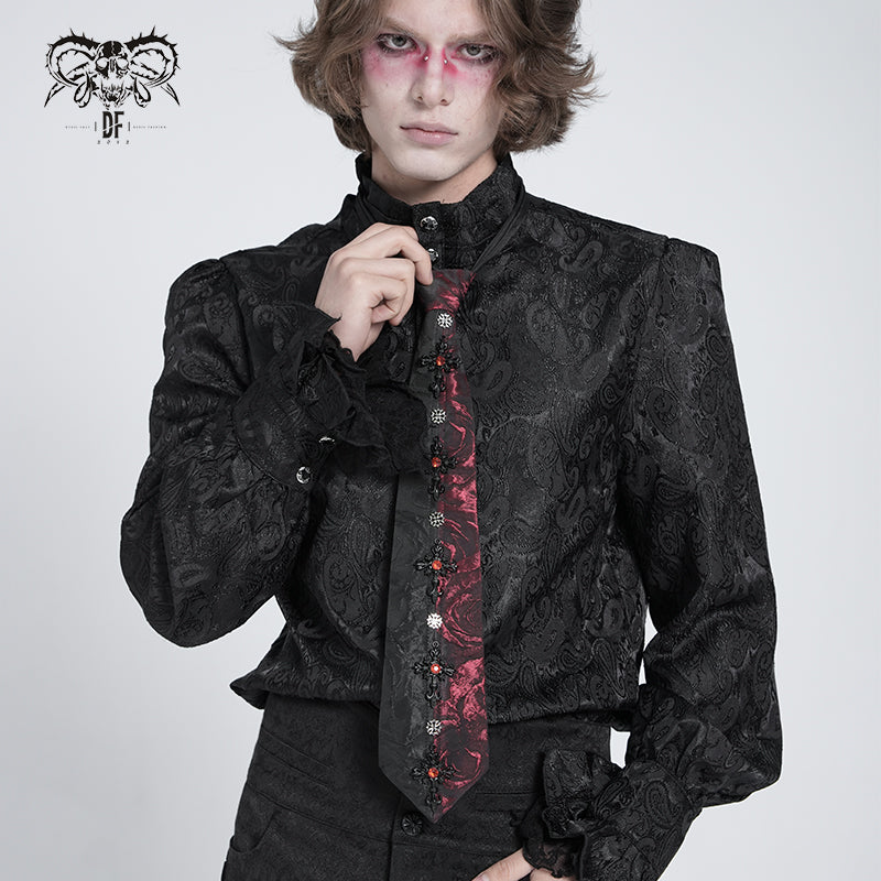 GOTHIC RED-BLACK CRYSTAL NECK TIE
