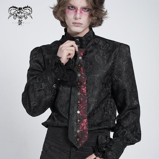 GOTHIC RED-BLACK CRYSTAL NECK TIE