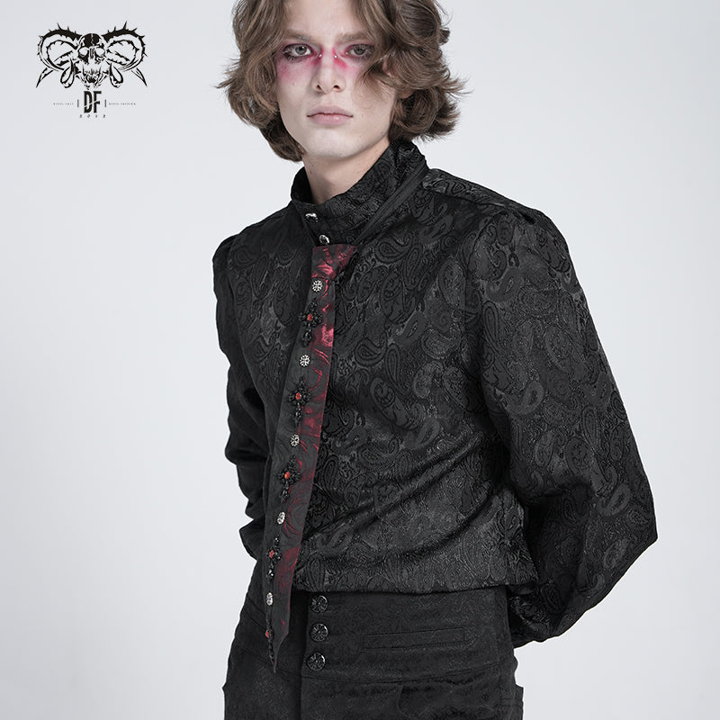 GOTHIC RED-BLACK CRYSTAL NECK TIE