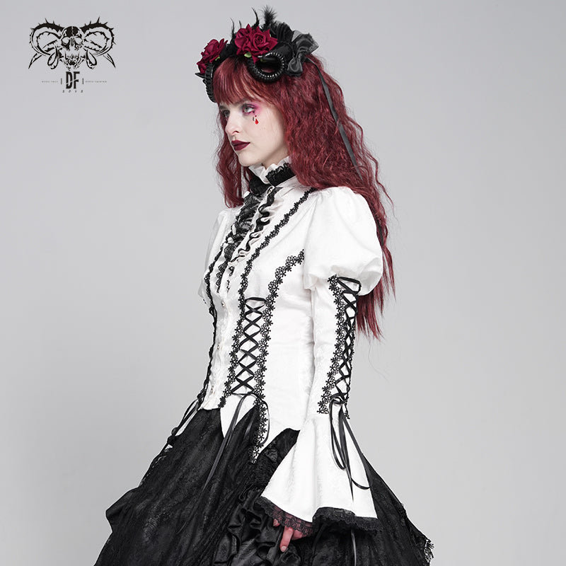 【IN STOCK】Love-shaped Jacquard White Gothic Blouse