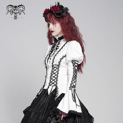 【IN STOCK】Love-shaped Jacquard White Gothic Blouse